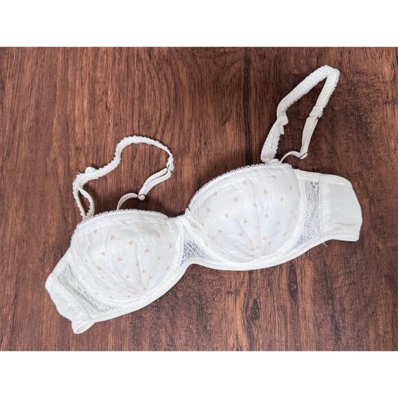 Mimi Holliday Womens White Hearts Bra 36 A - Picture 1 of 5